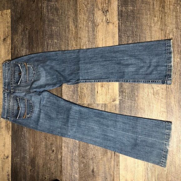 Ezra Fitch Womens Solid Distressed Wide Leg Jeans Pants Light Blue Size 29 - Picture 1 of 5